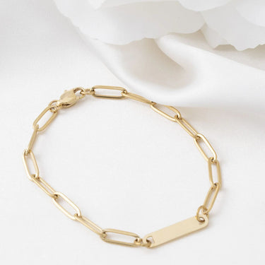 Wholesale jewelry 14K Gold Filled Plus™ Engravable Paperclip Bar Bracelet- studio 