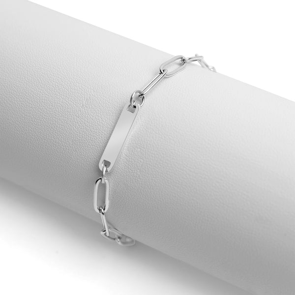 Stainless Steel Engravable Paperclip Bar Bracelet / SBB0274