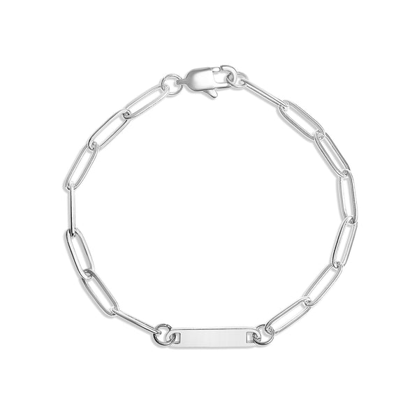 Stainless Steel Engravable Paperclip Bar Bracelet / SBB0274
