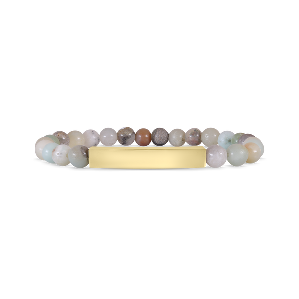 Semi Precious Natural Stone Engravable Stretch Curved Bar Bracelets / SBB0278
