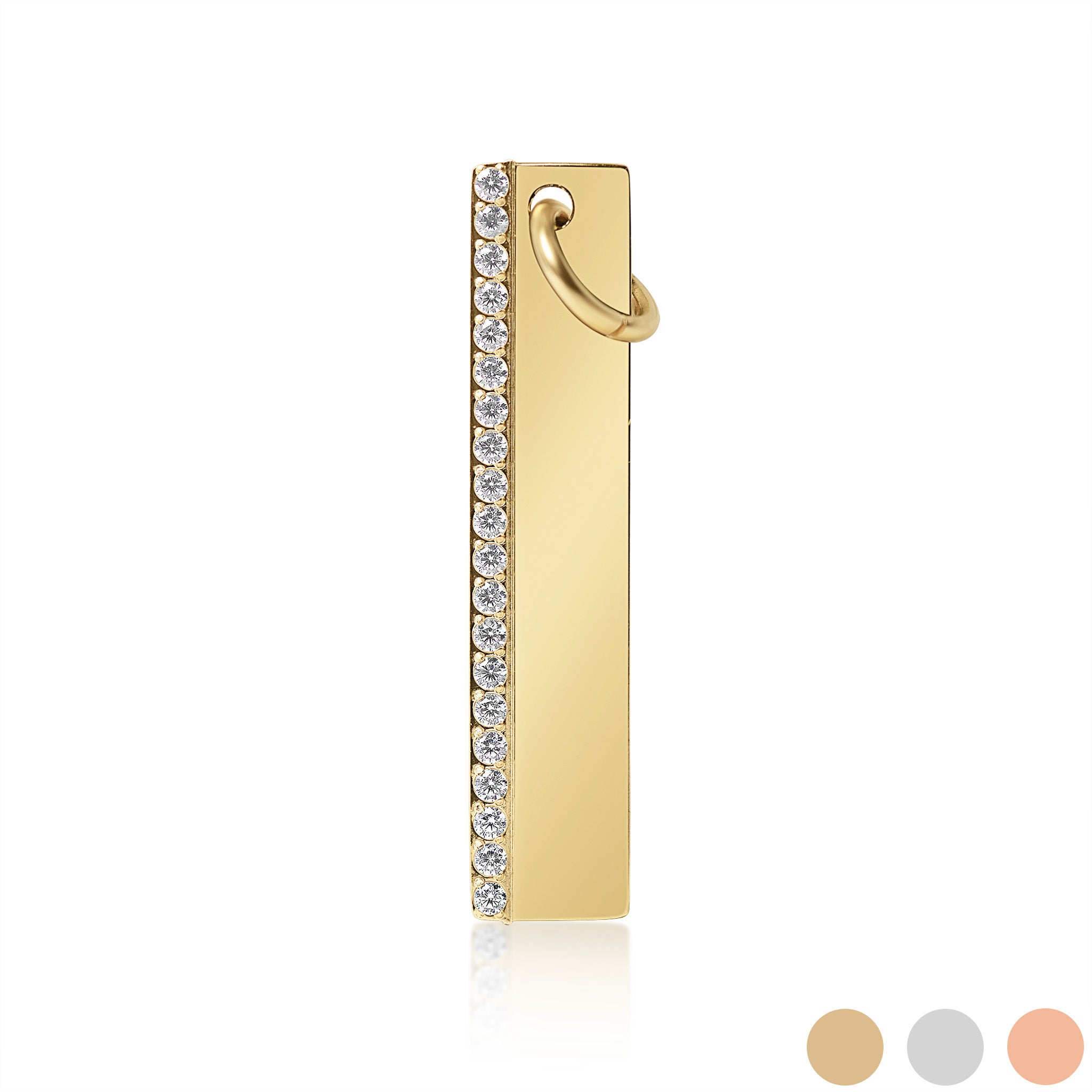 18k Gold PVD Rostfritt stål Vertikalt CZ Tom Bar Pendant / SBB0281