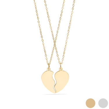 Break Apart Engravable Heart Necklace Set