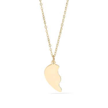 Break Apart Engravable Heart Necklace Set Left Gold