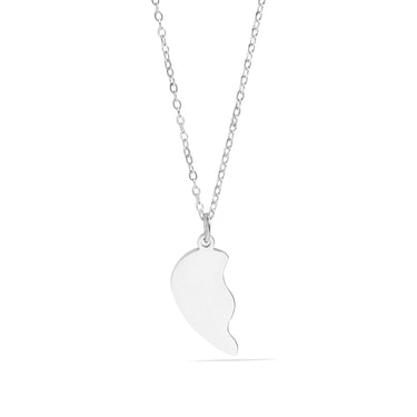 Break Apart Engravable Heart Necklace Set Left Silver