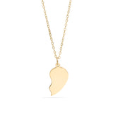 Break Apart Engravable Heart Necklace Set Right Gold