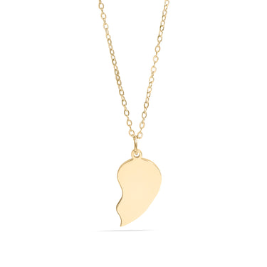 Break Apart Engravable Heart Necklace Set Right Gold