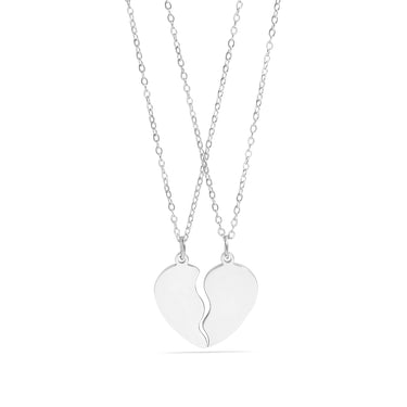 Break Apart Engravable Heart Necklace Set