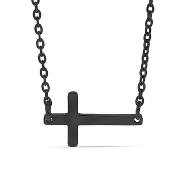 Stainless Steel Engravable Horizontal Cross Pendant Necklace