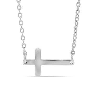 Stainless Steel Engravable Horizontal Cross Pendant Necklace