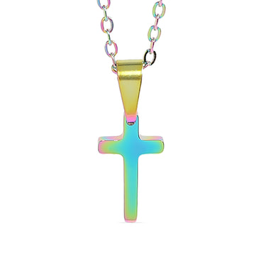 Chain necklace with Christian cross hanging pendant