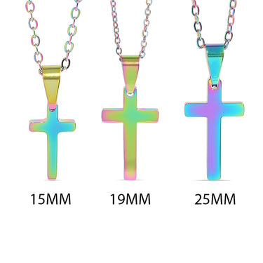 Chain necklace with Christian cross hanging pendant scale