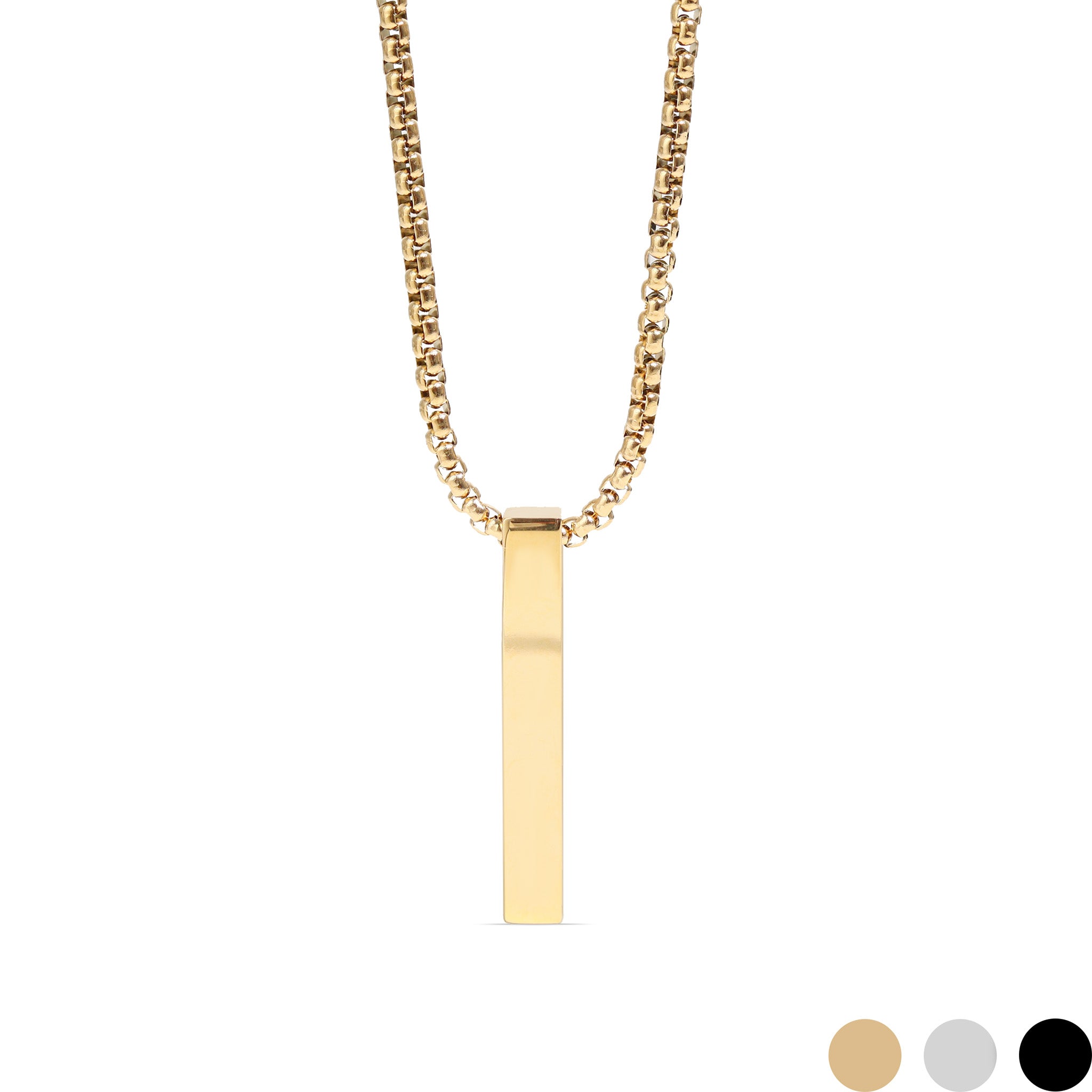 4 Sided Vertical Bar Necklace Box Chain