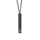 Chain necklace with vertical bar charm with wave engraving