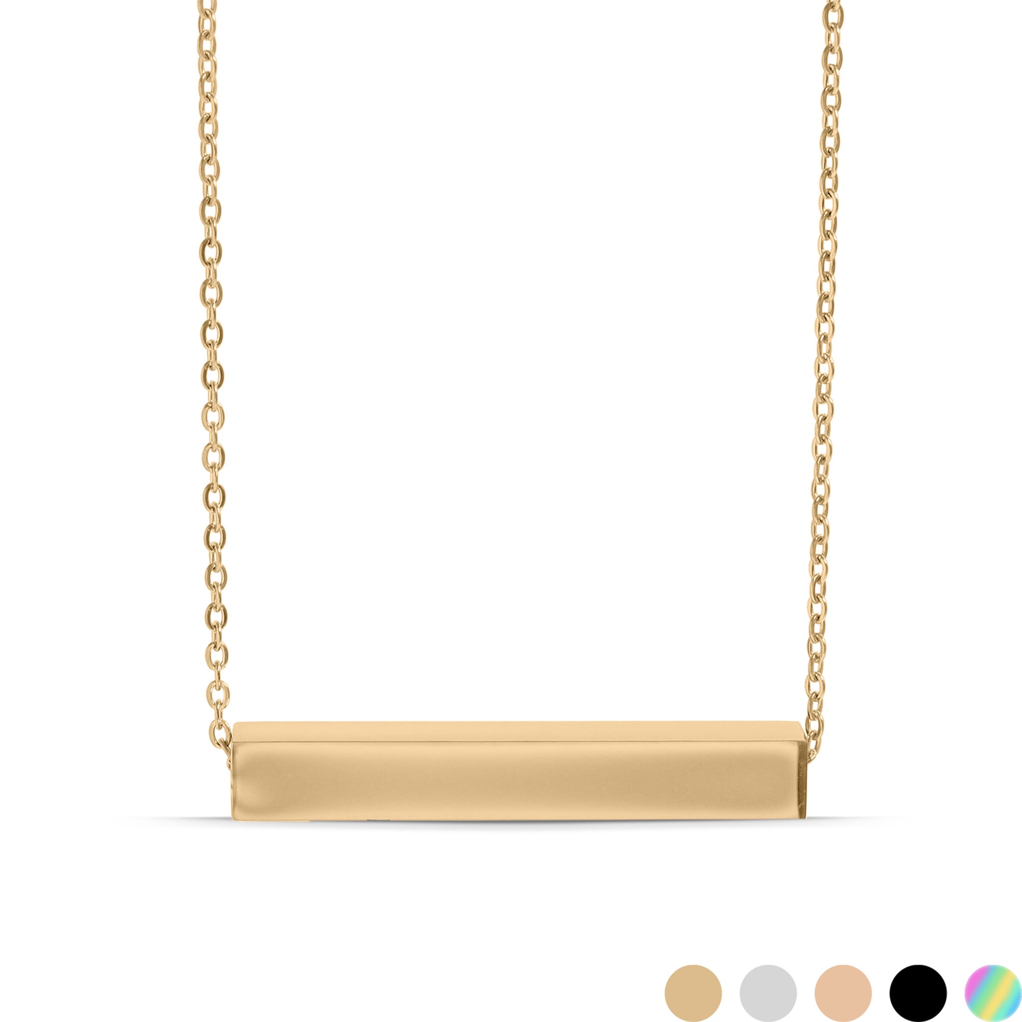 Chain necklace with rectangular prism bar charm