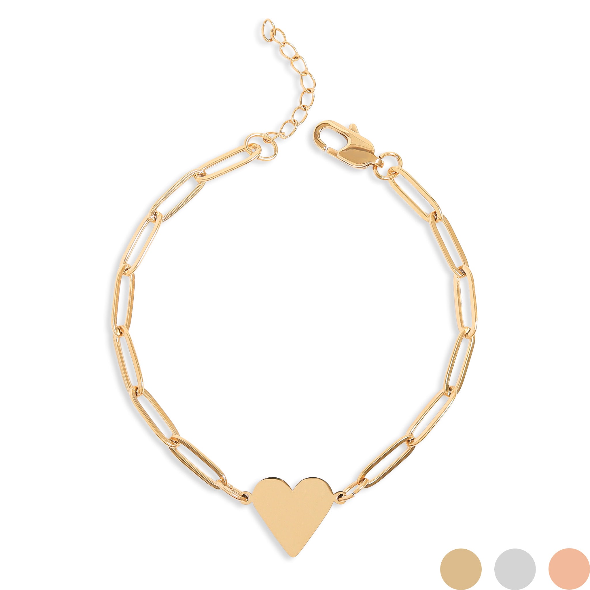 heart pendant paperclip bracelet