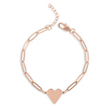 heart pendant paperclip bracelet rose gold