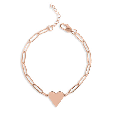 heart pendant paperclip bracelet rose gold