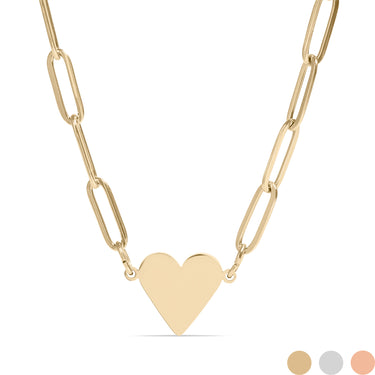 Paperclip Flat Heart Necklace