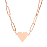 Paperclip Flat Heart Necklace