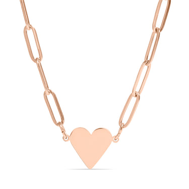 Paperclip Flat Heart Necklace