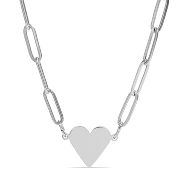 Paperclip Flat Heart Necklace