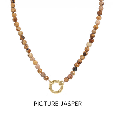 Picture Jasper Stone Charm Keeper Necklace