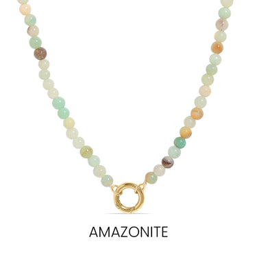 Amazonite Stone Charm Keeper Necklace