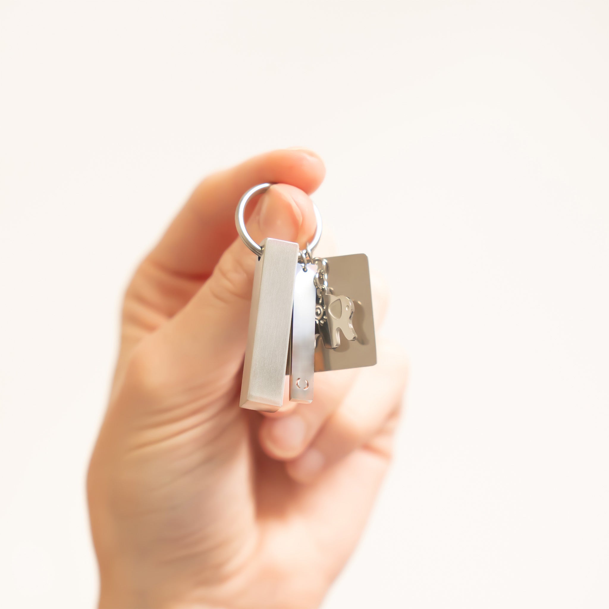 Stainless Steel Blank 4 Sided Keychain