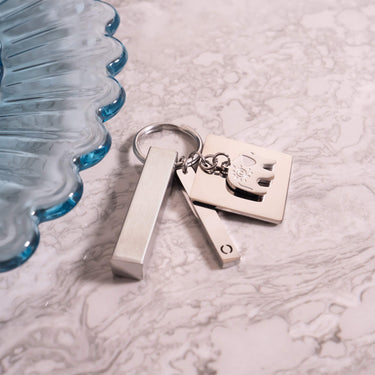 Stainless Steel Blank 4 Sided Keychain