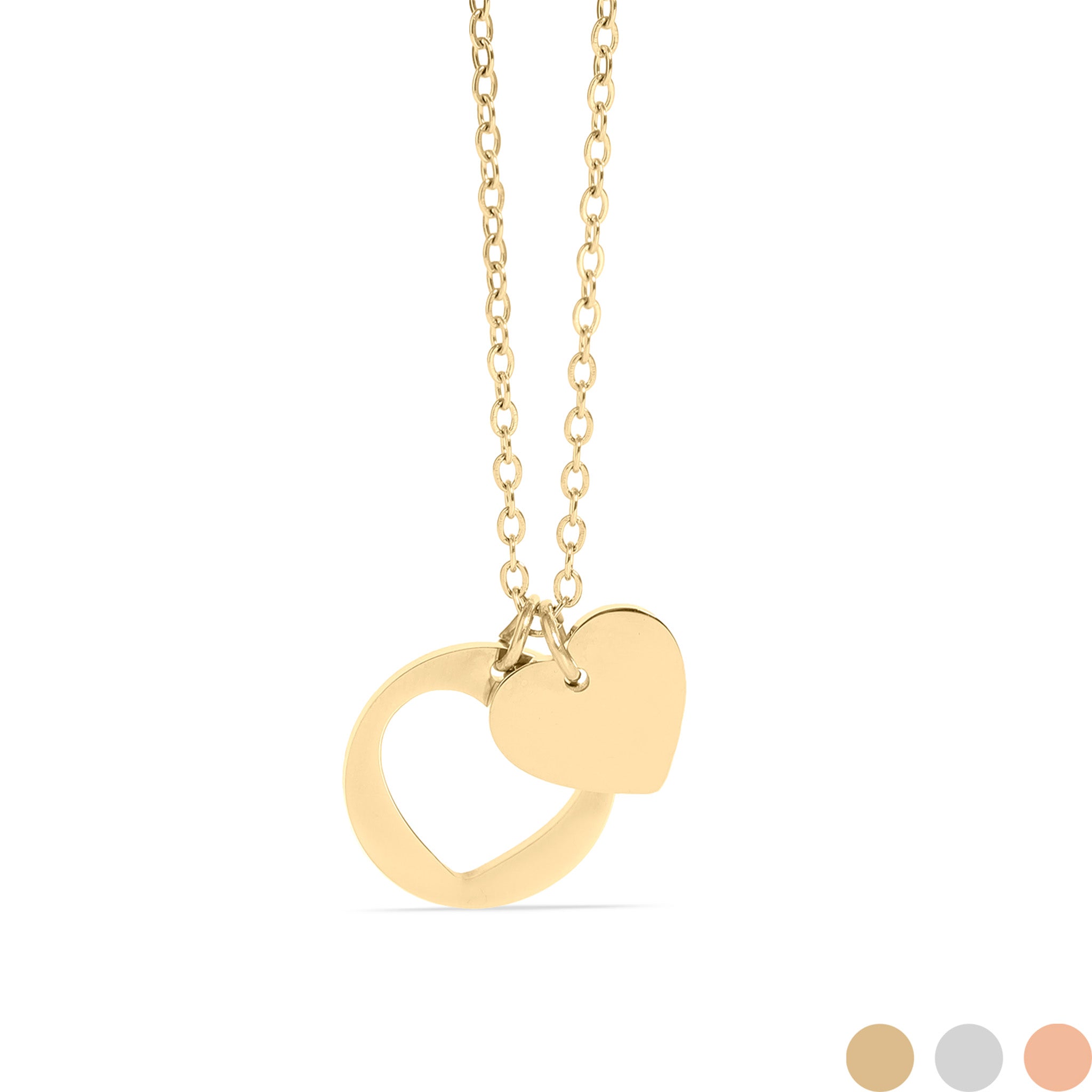 18K Gold PVD Stainless Steel Heart Cutout Necklace with 2" Extension / SBB0310