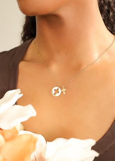18K Gold PVD Edelstahlausschnitt Kreuzkette Halskette/SBB0311
