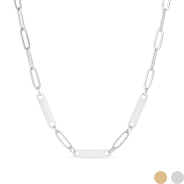 18K Gold PVD Edelstahl Gravable Paperclip 3 -bar Halskette/SBB0313