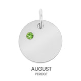 CZ Birthstone Round Pendant August Peridot