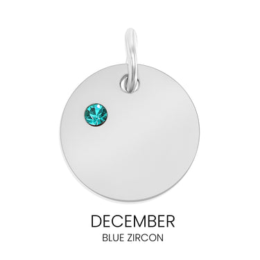 CZ Birthstone Round Pendant December Blue Zircon