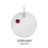 CZ Birthstone Round Pendant February Amethyst