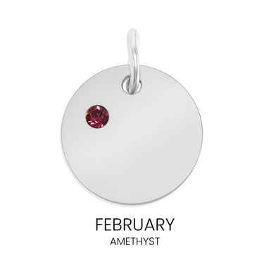 CZ Birthstone Round Pendant February Amethyst