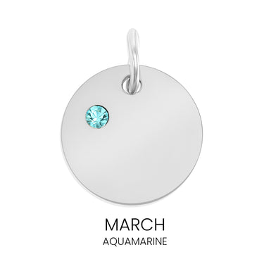 CZ Birthstone Round Pendant March Aquamarine