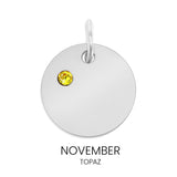 CZ Birthstone Round Pendant November Topaz