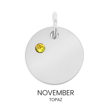 CZ Birthstone Round Pendant November Topaz