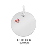 CZ Birthstone Round Pendant October Tourmaline