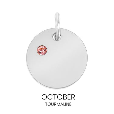 CZ Birthstone Round Pendant October Tourmaline