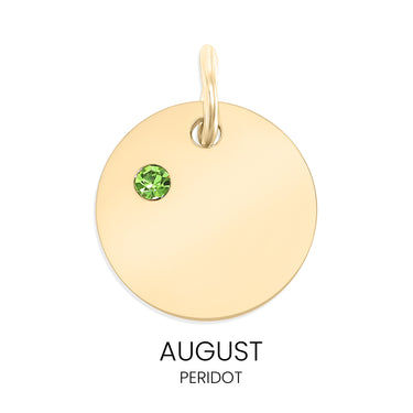 CZ Birthstone Round Pendant August Peridot