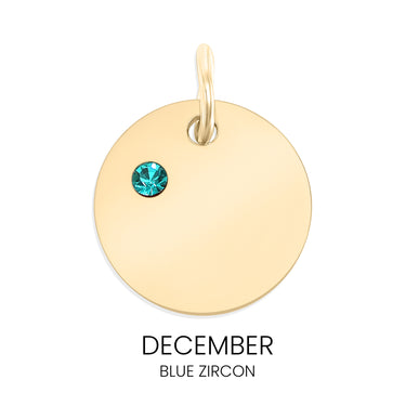 CZ Birthstone Round Pendant December Blue Zircon