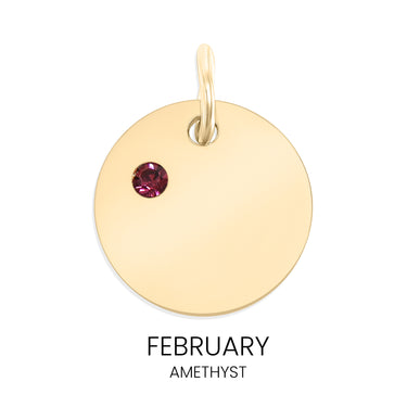 CZ Birthstone Round Pendant February Amethyst