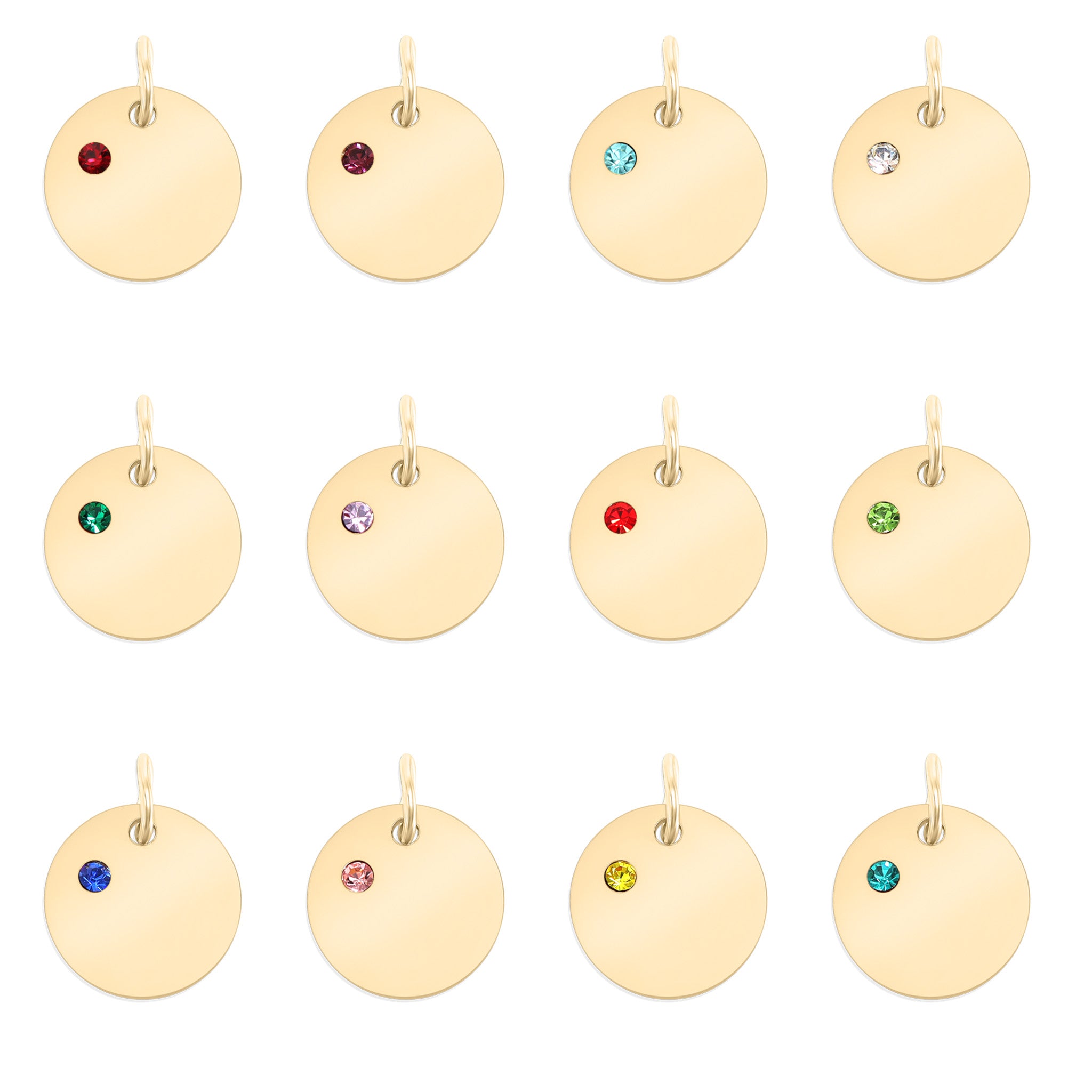 CZ Birthstone Round Pendant Group Shot