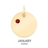CZ Birthstone Round Pendant January Garnet