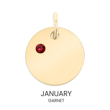 CZ Birthstone Round Pendant January Garnet