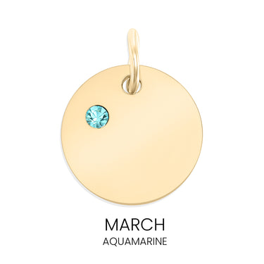 CZ Birthstone Round Pendant March Aquamarine