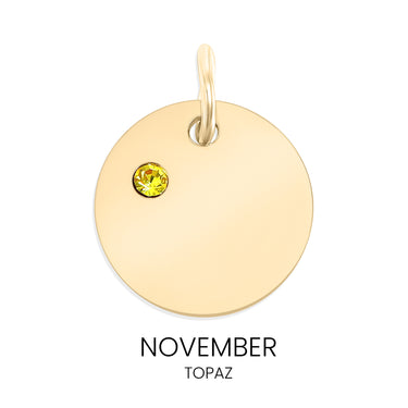 CZ Birthstone Round Pendant November Topaz