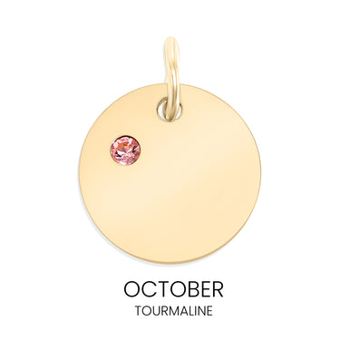 CZ Birthstone Round Pendant October Tourmaline